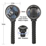 WiHoo Stroller Fan Battery Operated,Portable Fan Car Seat Baby Fan with Flexible Tripod,3 Speeds Rechargeable Clip on Fan,USB Mini Small Personal Fan for Crib Treadmill Camping and Travel (Black)