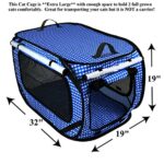 Pet Fit For Life Extra Large (32″x19″x19″) Collapsible/Portable Cat Cage/Condo with Portable Litter Box and Bonus Cat Feather Toy and Collapsible Water/Food Bowl Large – 32″ x 19″ x 19″