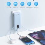 Charmast Portable Charger with Built-in Cables and AC Wall Plug, 10000mAh Ultra Slim Power Bank, External Battery Pack, Travel Accessories Compatible with iPhone 14/13, Samsung Galaxy, etc