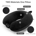 Travel Neck Pillow, Best Memory Foam Airplane Pillow for Head Support Soft Adjustable Pillow for Plane, Car & Home Recliner Use (Black)