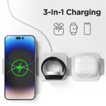 (2 Pack Set) Travel 3 in 1 Charging Station for Multiple Devices Apple Compatible Folding Magnetic Charger for AirPods, Apple Watch and iPhone (Compatible with MagSafe)