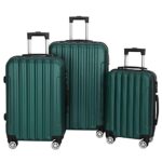 Karl home Luggage Set of 3 Hardside Carry on Suitcase Sets with Spinner Wheels & TSA lock, Portable Lightweight ABS Luggages for Travel, Business – Dark Green (20/24/28)