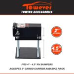 Towever 83801 RV Bumper Hitch Receiver 2 inches Adapter for 4-4.5 inches Travel Trailer Rear Bumper