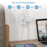 US to UK Plug Adapter 2 Pack, TESSAN Type G Travel Converter with 4 Outlets 3 USB Charger(1 USB C Port), Power Adaptor for USA to Ireland Scotland Dubai Hong Kong England British Kenya London