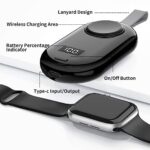 Portable Charger for Apple Watch, 2500mAh iWatch Charger Wireless Fast Charging Power Bank, Magnetic Travel Smart Keychain Charger for Apple Watch Series 8/7/6/5/4/3/2/SE,UItra Black
