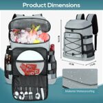 TINGCHUAN Cooler Backpack, 35 Can Backpack Cooler Leak Proof, Insulated Soft Cooler Pack, Camping Cooler, Beach Cooler, Freezer Backpack, Lightweight Travel Cooler Lunch Backpack (Gray)