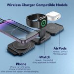 MURPISO 3 in 1 Magnetic Foldable Wireless Charger,Wireless Charging Station for Travel,Wireless Charging Pad Compatible for iPhone 14/13/12/Pro/Max/Mini,AirPods Wireless/Pro,iWatch Ultra/8/7/6/5/4/3/2