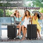 BEOW Expandable Luggage Sets Clearance 3 Piece Hardshell Lightweight PC+ABS Suitcase Spinner Wheels TSA Lock Black