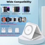 Wireless Charger KAFIYA 3 in 1 Wireless Charging Station Magnetic Foldable Travel Fast Charger Compatible with iPhone 14/Pro/Max/Plus/13/12 Series AirPods 3/2/Pro iWatch (Adapter Included) White