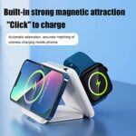 Fordable Wireless Charger, 3 in 1 Magnetic Charger, Mag-Safe Travel Wireless Charging Station, Compatible for iPhone, Samsung Galaxy(not Include Samsung Watch), iWatch, AirPod(White)