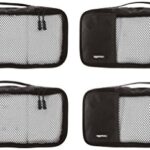 Amazon Basics 4 Piece Packing Travel Organizer Cubes Set – Slim, Black