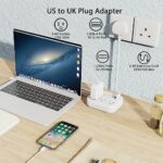 UK Ireland Travel Plug Adapter, WRXDMC US to UK Plug Adapter, Type G Travel Converter with 3 Outlets 3 USB(1 USB C Port), Power Adapter for US to Ireland Scotland Dubai Hong Kong England British Kenya