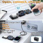 Magnetic Wireless Charger for Cell Phone Fodable 3 in 1 Charging Station for Multiple Devices – Travel Charging Pad Dock Nightstand Purse Travel Idea Gadgets