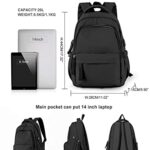 Small Backpack For School Girls Boys Aesthetic Lightweight Travel Daypack Simple Cute Backpack For Women Men Waterproof College High School Bookbag Fit 14 Inch Laptop With USB charging port,Black