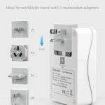 BESTEK International Travel Adapter, 3000W Converter Travel Adapter for Hair Dryer, Curling Iron USB Travel Wall Charger with Worldwide Wall Plugs for US, UK, AU, EU and Asia (PD30W,1004, White)