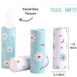 Car Tissue Holder with Facial Tissues Bulk – 4 PK Car Tissues Cylinder, Tissue Holder for Car, Travel Tissues Perfect Fit for Car Cup Holder, Refill Car Tissue Box Round Container