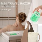 Mini Travel Razors for Women Sensitive Skin, Extra Smooth Women Razor On The Go, Includes 1 Women’s Mini Razor and 1 Travel Case, Green, Travel Essentials for Women