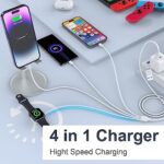 [MFi Certified] 4 in 2 Watch & Phone Charger Cable – 6FT/1.8M 3 Charger iPhone iwatch airpods Charger for iWatch Charging Cord, Travel iPhone and iWatch Charger for Apple Watch/iPhone/AirPods