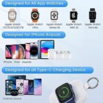RORRY Portable Apple Watch Charger,5000mAh iWatch Wireless Charger Power Bank with Built-in Cable,Travel Keychain Charger for Apple Watch Series 8/Ultra/7/6/Se/5/4/3/2,iPhone 14/13/12/11 (White)