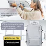 VECAVE Travel Backpack,Carry On Backpack for Women,Airline Flight Approved Waterproof 14 Inch Laptop Backpack with Shoe Compartment Casual Daypack Backpacks Grey