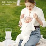 Bottle Warmer, Fast Heating Portable Bottle Warmer with 4 Adapters, Rechargeable Travel Bottle Warmer with Smart Temperature Control, Cordless Baby Bottle Warmer for Breastmilk or Formula