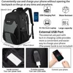 PUSLOM Extra Large Travel Laptop Backpack for Men 55L,Water Resistant 18.4 inch Big Business Laptop bags with USB Charging Port,TSA Friendly Anti Theft Computer Bag for Work College,Grey