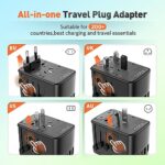 Universal Travel Adapter International Plug – European Travel Plug Adapter Worldwide US AUS EU UK Spain Germany Ireland Italy – All-in-one Travel Outlet Power Adapter with 3 USB C 2 USB A Ports