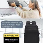 Travel Laptop Carry on Backpack for Women Men, Airline Flight Approved Waterproof 14 Inch Laptop Backpack, Casual Daypack College Personal item Bag Rucksack with USB Charging Port for Business, Black