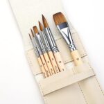 Sable Travel Watercolor Brushes, 6pcs Professional Kolinsky Watercolor Paint Brushes for Artists – Pointed Rounds Flat Wash Water Color Brushes for Watercolor Acrylics Inks Gouache Painting