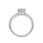 Amazon Collection Platinum-Plated Silver Emerald-Cut Solitaire Ring made with Infinite Elements Cubic Zirconia, Size 8