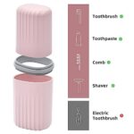 VITVITI Toothbrush Travel Case, Portable Travel Soap Container Dish Tray, Portable 7.88 inch Toothpaste Travel Toothbrush Holder with Cover for Trip/Bathroom/Camping(Pink)
