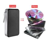 LIOVODE DVD Case, 96 Capacity CD Case Portable CD Case Holder Storage Hard Plastic DVD CD Wallet Holder Organizer for Car(Black)