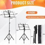 8 Pcs Music Stands Music Stand for Sheet Music Portable Folding Music Stand Extra Sturdy Adjustable Metal Music Holder Compact Lightweight Travel Violin Guitar Clarinet Stand with Carrying Bag
