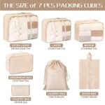 FAMOMI Packing Cubes 7 Set Travel Cubes for Suitcases Lightweight Luggage Packing Orginzers for Travel Acessories (Creamy-White)