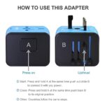 Travel Adapter, HAOZI Universal Travel Adapter – 3 USB + 1 Type C in One Travel Charger with UK/US/AUS/EU Plugs and Socket, International Power Adapter Wall Charger (Type-c Blue)