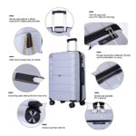 Travelhouse hardshell 3 Piece Set, PP Hard Wheel Suitcase Set with Spinner Wheels, TSA Lock, 20 “24 ”28“ Women’s Luggage Set(Silver)
