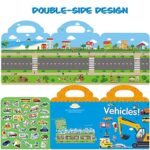 Reusable Sticker Book for Kids 2-4, Vehicles Truck Stickers Educational Learning Toys Travel Stickers Activity Books for Toddler Girls Boys Age 2+ Birthday Gifts