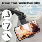 Airplane Travel Phone Holder Mount: Universal in Flight Travel Essentials Phone Mount with 360° Degree Rotation, Handsfree Airplane Phone Holder, Travel Must Haves Phone Clip Stand for Flying, Desk