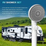 RV Shower Head with Hose, High Pressure 5 Mode Shower head Replacement, Shower Head for RV/Campers, Travel Trailer, Motorhome for Water Saving, Shower Head Holder and Hose, On Off Switch, White