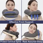 BUYUE Travel Neck Pillows for Airplanes, 360° Head Support Sleeping Essentials for Long Flight, Skin-Friendly & Breathable, Kit with 3D Contoured Eye Mask, Earplugs and Storage Bag (Adult, Grey)