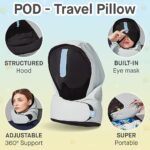 PLUTO POD Premium Travel Neck Pillow – Performance Foam Neck Support for Airplane Sleeping, Long Flights, Adults & Plane Travel – Best Airline Flight Pillows with Adjustable Velcro