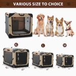 Garnpet 36 Inch Collapsible Soft Dog Crate for Large Dogs, 4-Door Foldable Travel Dog Kennel with Durable Mesh Windows for Indoor & Outdoor Portable Pet Crate, Soft Side Dog Crate, Beige