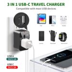 Universal Travel Adapter, All in One Plug Adapter with Dual USB Charging (1 USB C Port), Worldwide Power Adaptor Wall Charger AC Outlet Converter for Europe EU UK AUS(Type G/C/I/A)