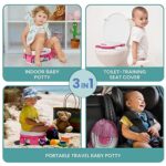 3 in 1 Portable Potty For Toddler Travel +GIFT- Potty Training Toilet For Girls – Potty Training Toilet – Travel Potty Seat For Toddler – Foldable Potty Seat For Toddler Travel – Baby Toilet Trainer