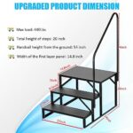 Swimming Pool Ladder Above Ground, Hot Tub Steps Outdoor, Portable 3 RV Steps Ladders with Handrail, Heavy Duty Truck Camper Steps Stairs for Travel Trailers, 5th Wheel, Motor Home, Spa, and Porch