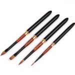Sable Travel Watercolor Brushes, Fuumuui 4pcs Elegant Kolinsky Sable Watercolor Travel Brushes Travel Watercolor Kit with Leather Pouch Perfect for Watercolor Gouache Ink Painting