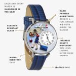 Whimsical Gifts Women’s Flight Attendant 3D Watch | Silver Finish Large | Unique Fun Novelty | Handmade in USA | Blue Watch Band