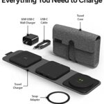 mophie Wireless 3 in 1 Travel Magnetic Wireless Charging Station, Multiple Devices, Compatible with Apple iPhones, Google, Samsung Devices, AirPods, BYO Watch Charger. (Watch Charger not Included)