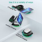 Foldable Wireless Charger 3 in 1 for Travel, Charging Pad for Multiple Apple Devices, Magnetic Charging Station for iPhone 14/13/SE/12/11, iWatch Series, AirPods Pro, 18W Adapter Included