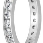 Amazon Collection Platinum-Plated Sterling Silver Infinite Elements Cubic Zirconia Channel Set All-Around Band Ring (1 cttw), Size 7